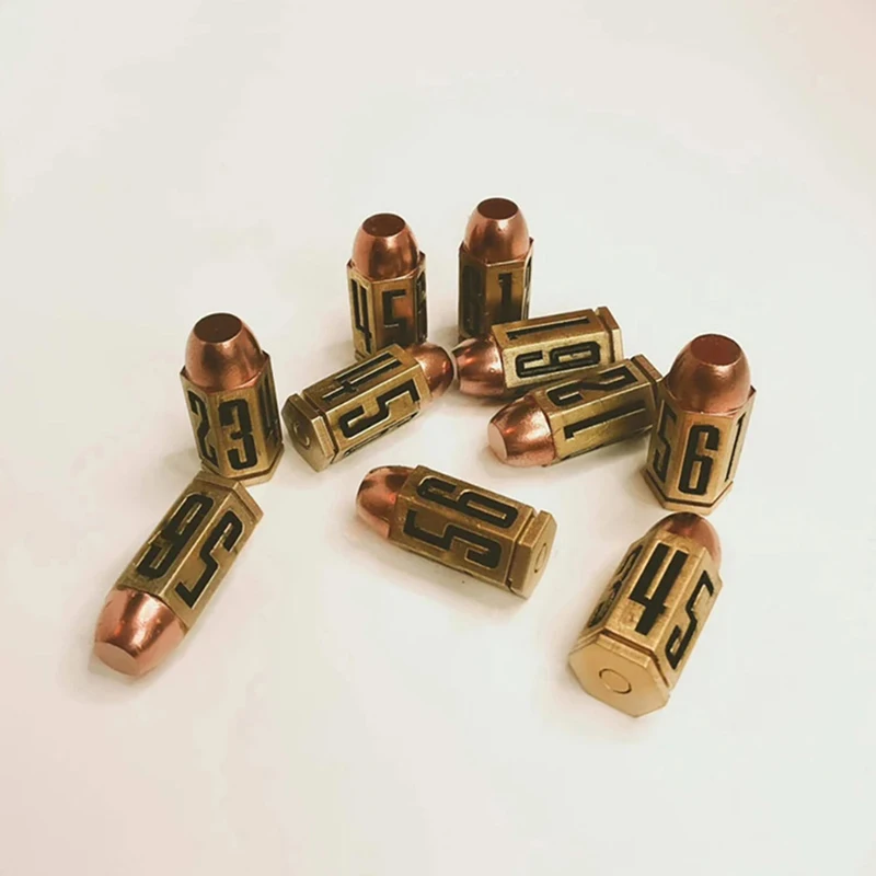 Dados de polyem formato de bala 9, 9mm, 6 lados, de metal, engraçado, para família, pub, jogos, acessórios