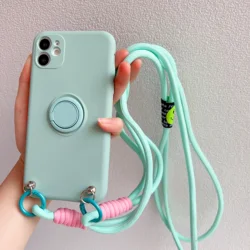 Crossbody strap Lanyard Phone Holder Ring Bracket Case For iphone 17 Air 15 16 16E 14 13 11 12 Pro Max MiNi plus Cover