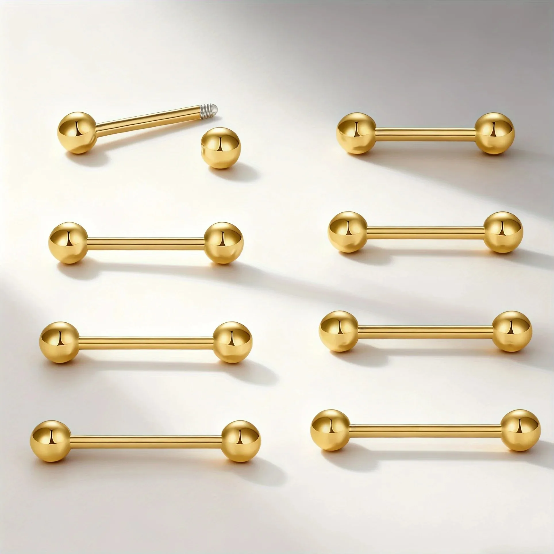 8/10pcs 14G Tongue Piercing, Piercing industrial Barbells, Tongue Bar Piercing, Stainless Steel, body Piercing Jewellery