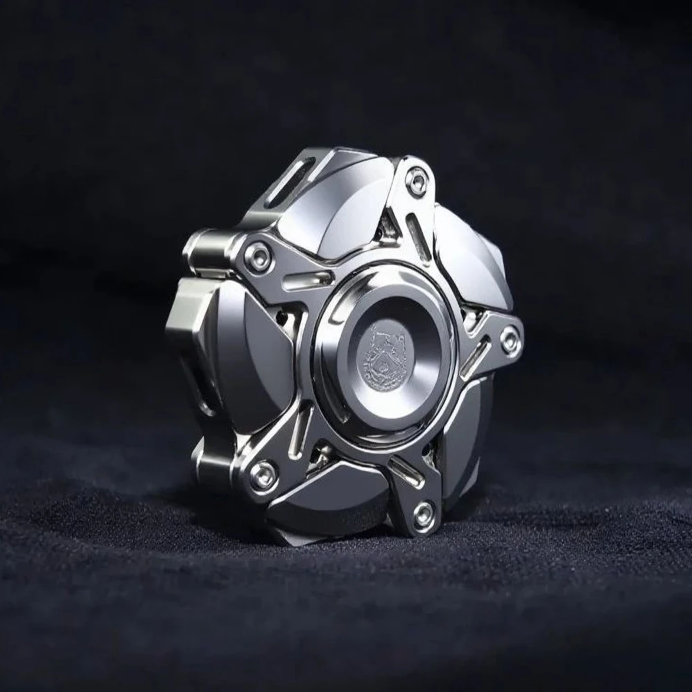 KTS Origin Titanium Alloy Hand Carving Five Leaf Spinner Linkage Magnetic Open Fidget Spinner Fingertip Gyro Fidgeting toys