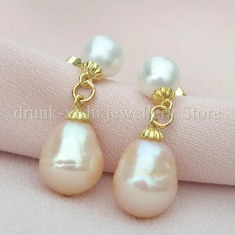 

Hot Huge AAA++ Pretty Design 7-8mm 9-10mm South Sea White Pink Real Pearl Earrings At Daily Wedding Free Shipping