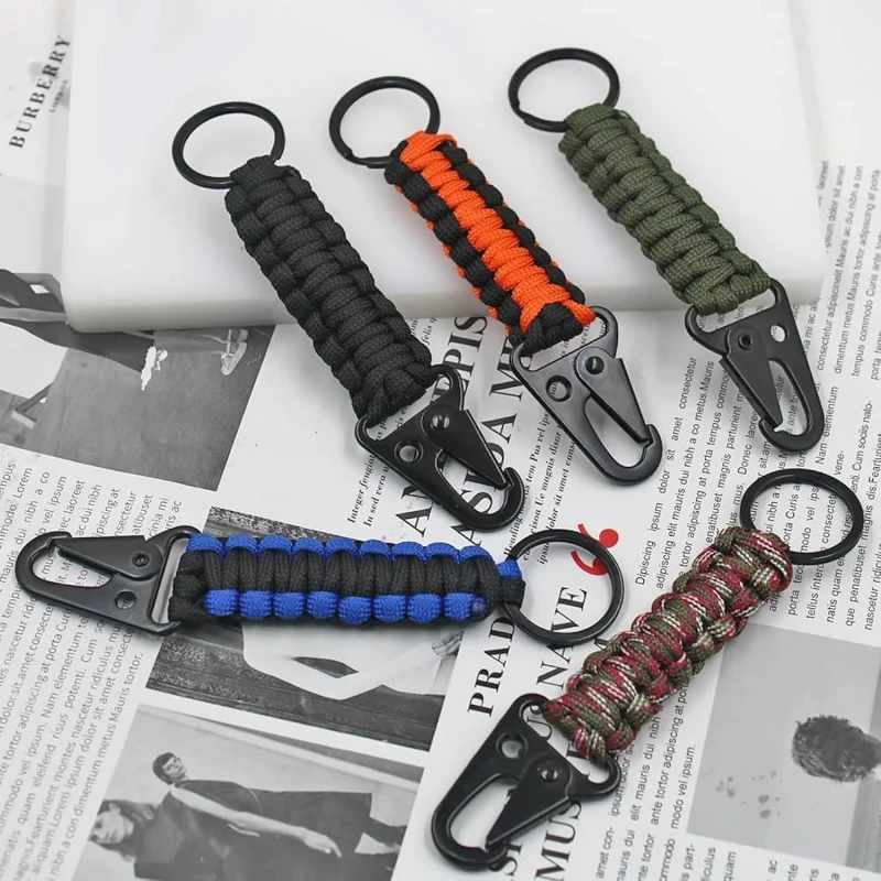 1-4pcs Paracord Keychain Ring Survival Kit Camping Carabiner Military Cord Rope With Clips Lanyard Emergency Knot Outdoor Tools - view 6