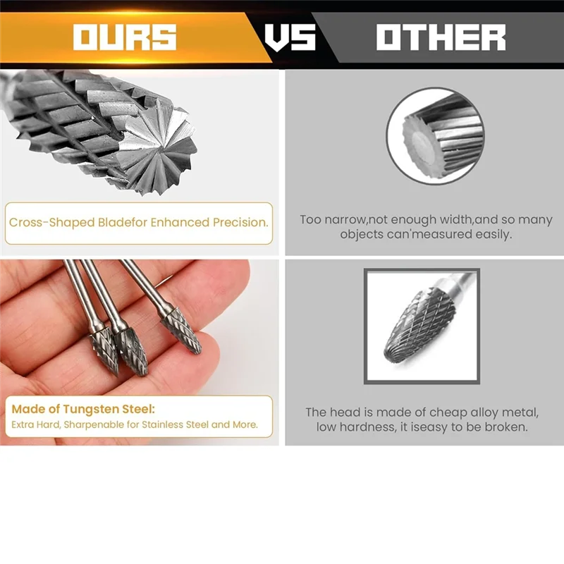 A43F-20 Pz 1/8 Pollici Shankcarbide Burr Set Compatibile Con Dremelbits Strumento Per Pietra Intaglio Del Legno Taglio Incisione Lucidatura