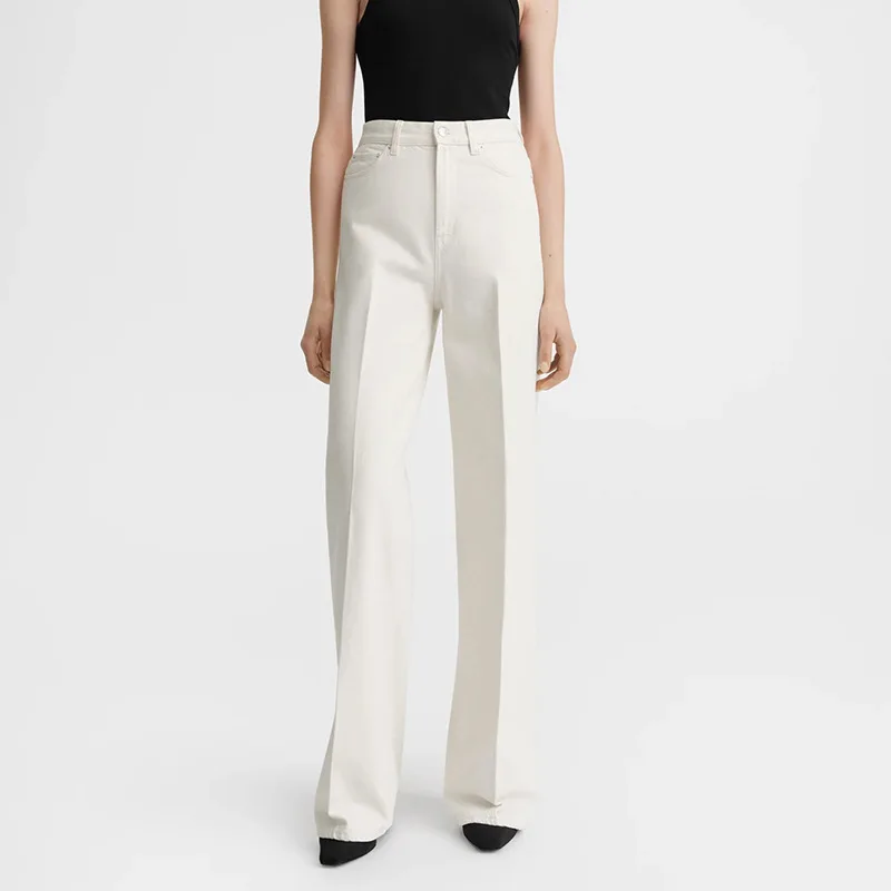 

Женские джинсы Maxdutti Nordic Minimalist с высокой талией, бежевые, модель 2026, в стиле Boyfriend/Mom, джинсовые брюки для женщин