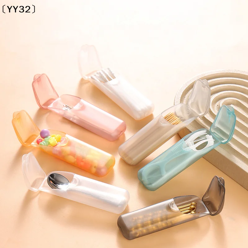 Mini Storage Box Travel Portable Transparent Toothpick Cotton Swab Box For Outdoor Travel Kitchen Restaurant Supplies〔YY32〕
