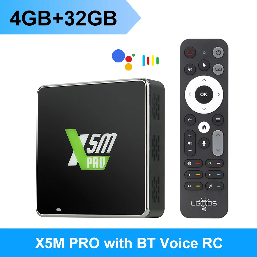 UGOOS X4Q Pro LPDDR4 4GB 32GB TV Box Android 11 Amlogic S905X4 X5M Pro 14 OS 1000M BT 4K Google Voice 2GB 16GB 32GB X4Q Cube Pro