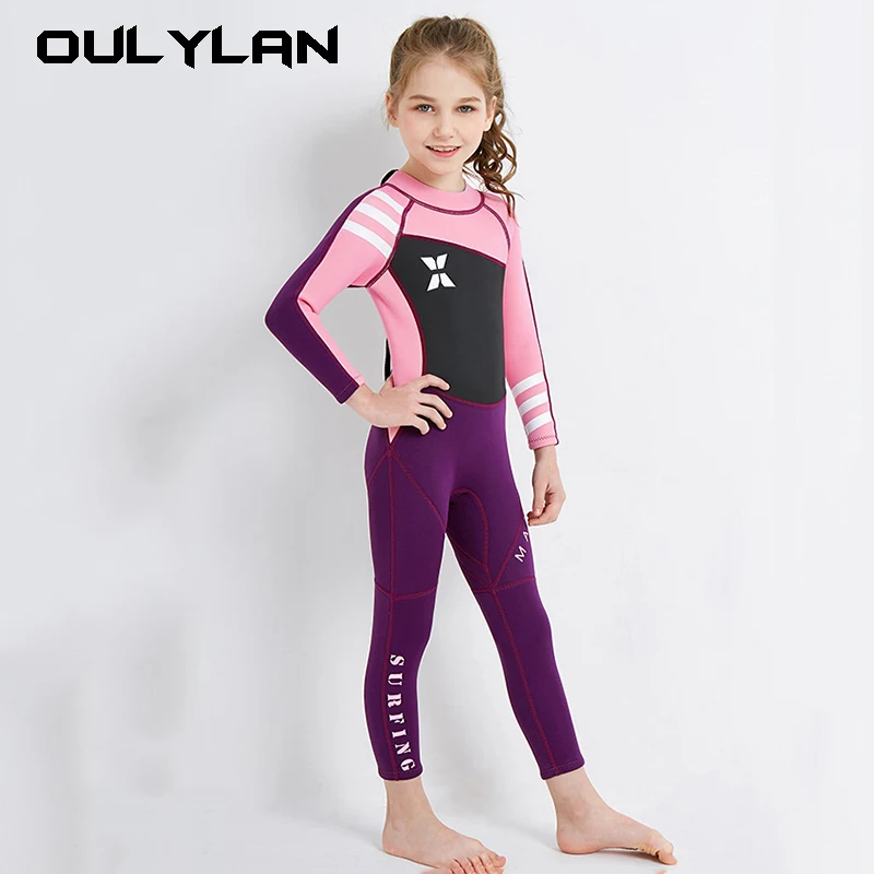 

2.5MM Neoprene Cute Girl Thermal Wetsuits Children Full Body Diving Suits Surf Swimwear Sunscreen Keep Warm Diving Suit