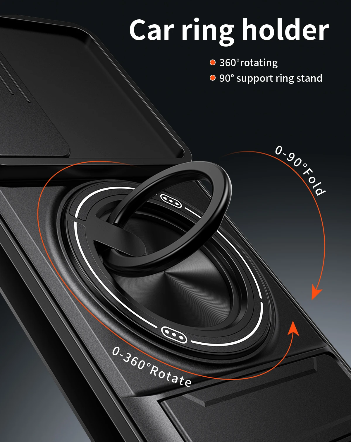 Ringhalter-Hülle für Huawei Honor 90 5G, magnetischer Ständer, Linsenschutz, Schutzhülle für Honor 90 Lite, stoßfeste Handyhülle. – Detail 6