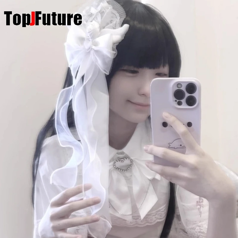 Gothic Harajuku Y2K girl Dark gothic punk subculture super duża kokarda biała Lolita krawędź klip opaska na głowę spinki do włosów spinka do włosów — zdjęcie 5