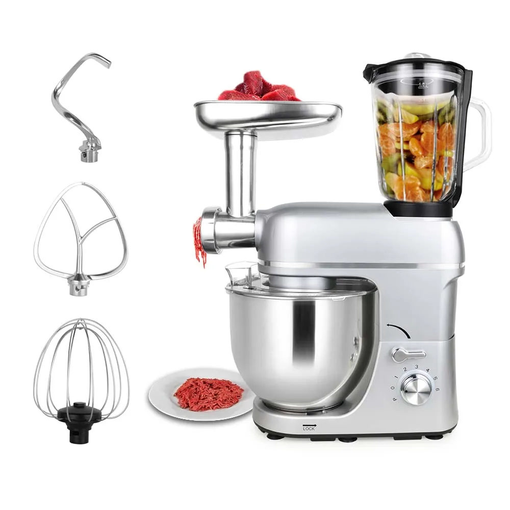 

Новый многофункциональный электрический миксер 5-в-1, 5,7 л, 1400 Вт, для дома, с насадками для взбивания яиц, замеса теста, измельчения мяса, а также для смешивания фруктов и овощей