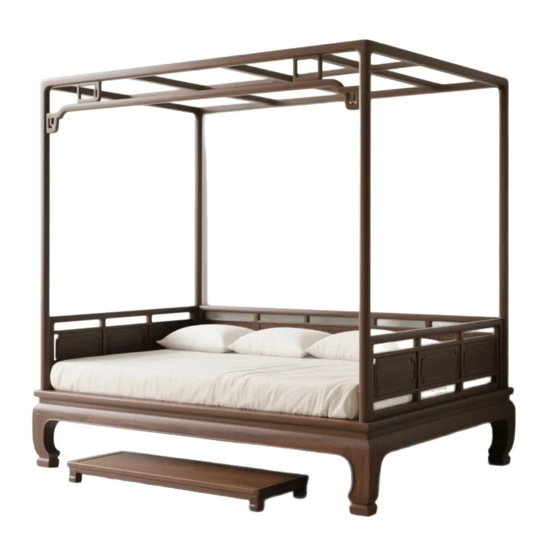 

New Chinese shelf bed Old-fashioned solid wood pullout bed 1.8 meters double bed