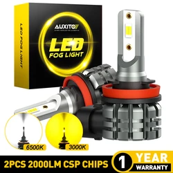 AUXITO 2Pcs H8 H9 H11 LED Fog Lights H16 JP HB3 HB4 LED CSP 6500k White 3000k Golden Yellow 12V 24V DRL Car Daytime Running Lamp