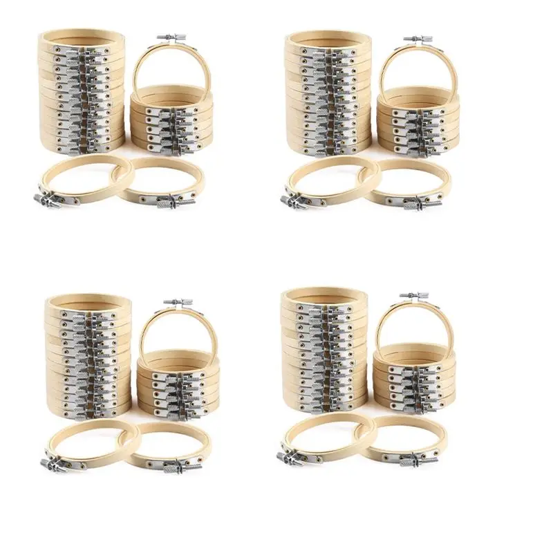 

FIZP 80 Pieces 3 Inch Bamboo Embroidery Hoops Round Wooden Circle Cross Stitch Hoop Round Ring For Art Craft Handy Sewing