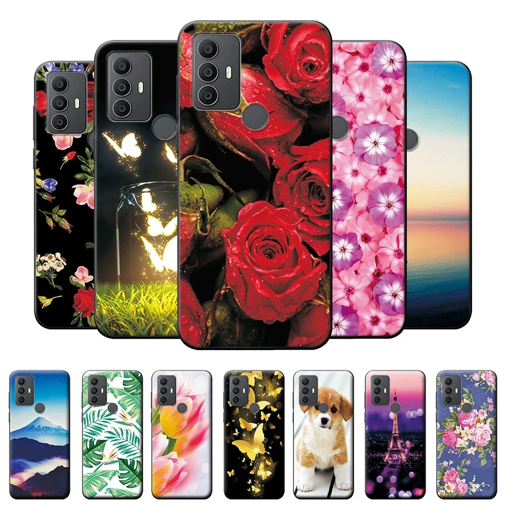 For TCL 30 SE Case TCL 305 306 Cover Flower Soft Silicone TPU Back Cover For TCL 30SE 30E 305 306 Phone Case Fundas Coque