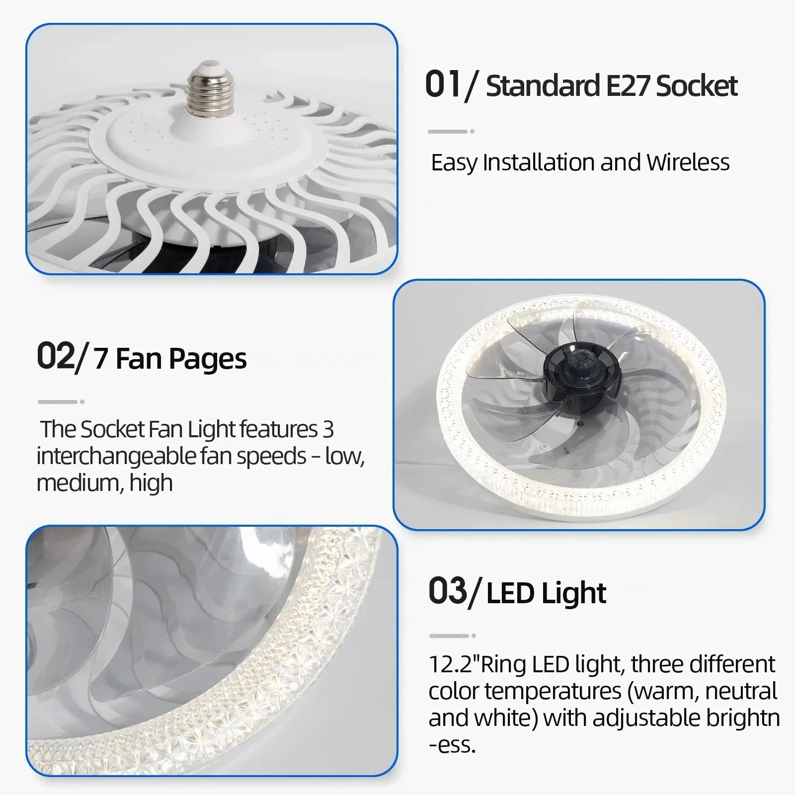 I ventilatori da soffitto con telecomando intelligente illuminano il nuovo ventilatore da soffitto dimmerabile a LED con lampada ventilatore a