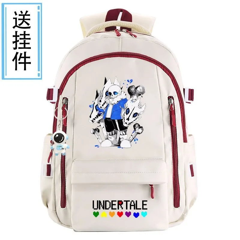 Jaring antilembap, 31 × 44 × 19cm hitam abu-abu merah biru, Undertale Sans, tas sekolah pelajar anak-anak remaja, ransel Anime anak perempuan laki-laki