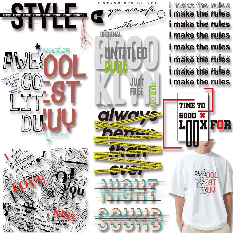 Paperclip style text sticker Character Patch for Clothing Heat Vinyl Ironing Stickers Decor easy to use DIY decoration