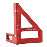 Multi-Angle Measuring Ruler,45/90 Degree Aluminum Alloy Woodworking Square Protractor,Miter Triangle Ruler-Red