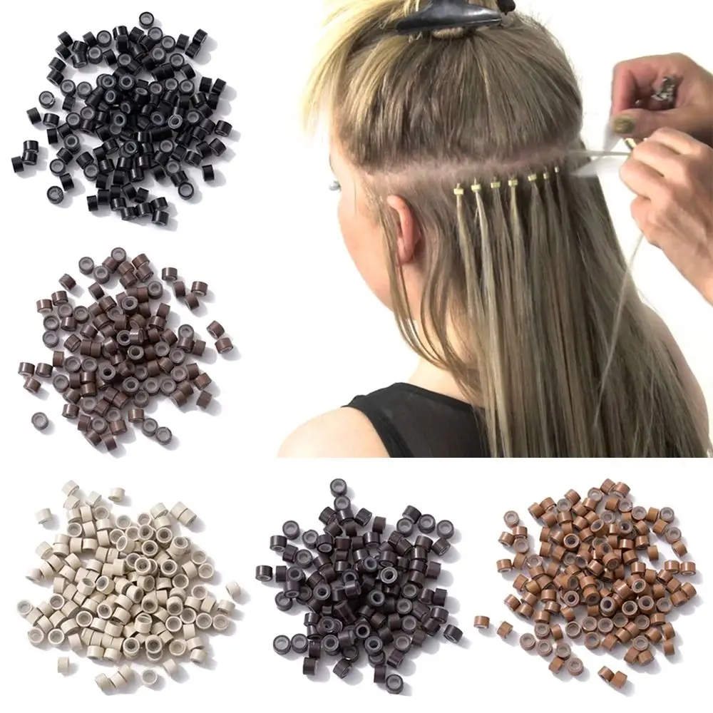500pcs Silicone Nano Hair Rings Beads 5 Colors Links Bead Linkies Nano Ring Micro Beads Stick Hair Extension