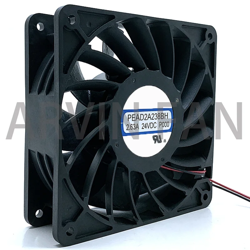 

12038 120mm 12cm DC 24V Cooling Fan,PEAD2A238BH 2.63A High Speed Airflow Powerful Strong Server Inverter Fans