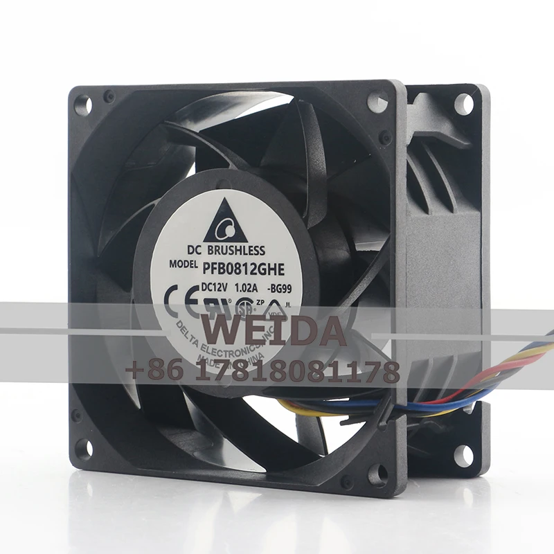 Delta 8038 High air volume server chassis 8CM 12V 1.02A four-wire inverter PFB0812GHE cooling fan 80X80X38MM