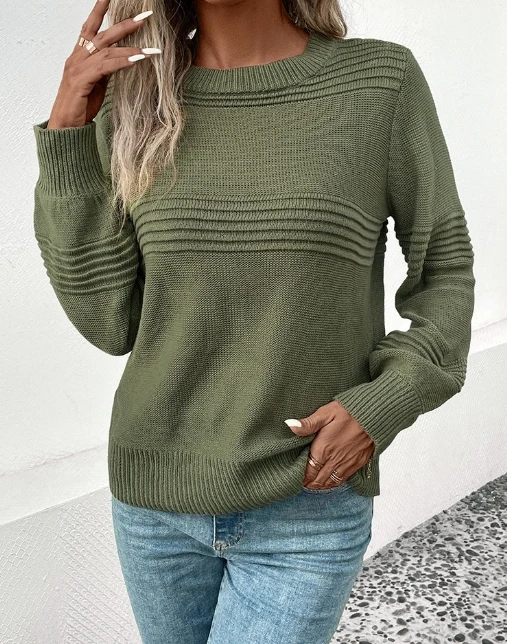 Long sleeved solid color women's sweater