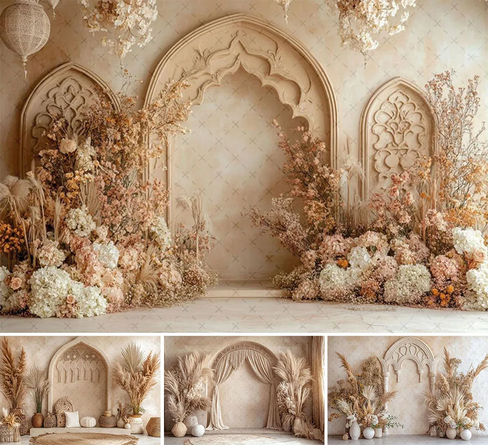 

Фон для фотосъемки Mehofond, бежевый, в стиле бохо, с цветочной аркой, настенный, для взрослых, на день рождения, свадьбу, портретный декор для беременных, фон для фотостудии