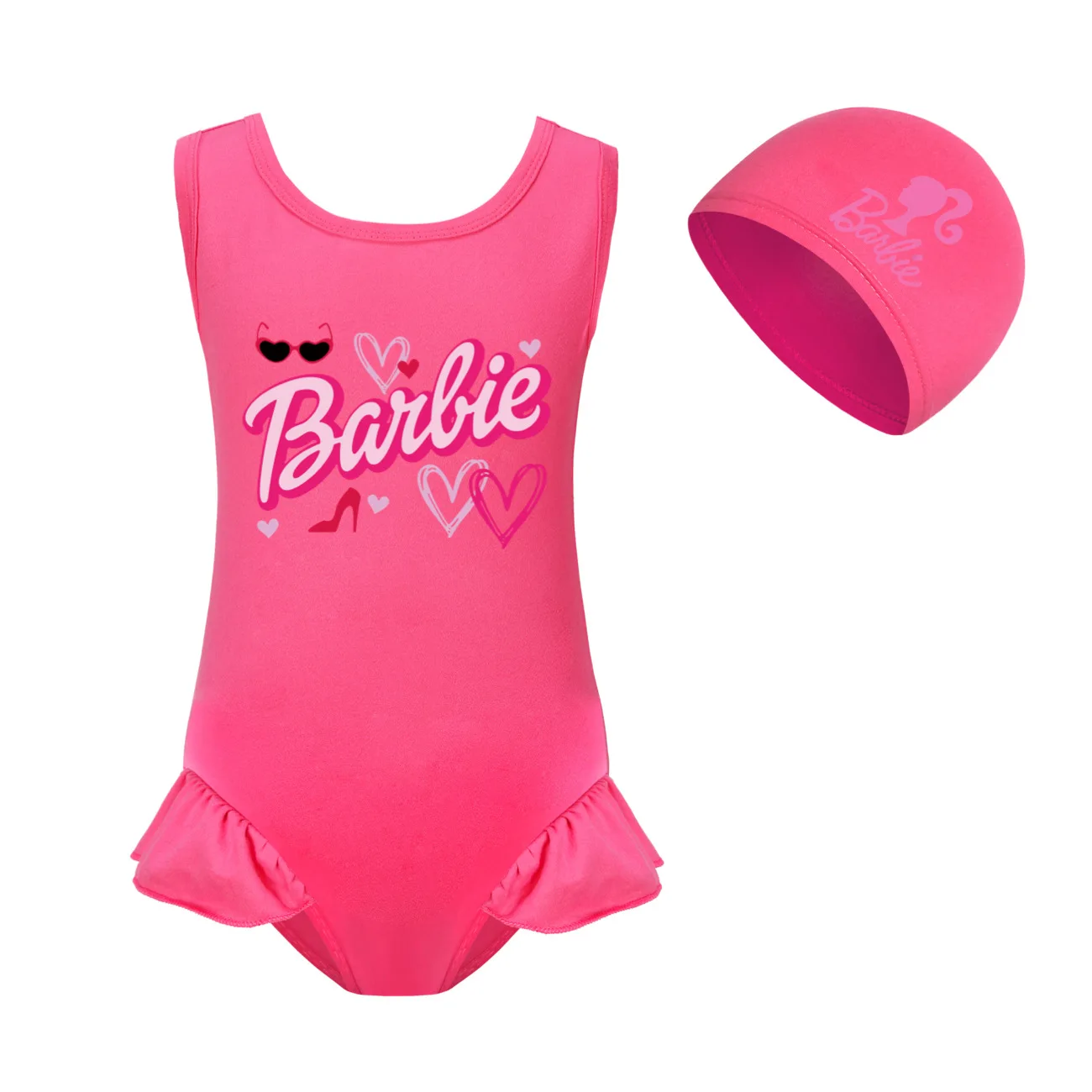 Anime Kawaii Barbie Summer Girls costume intero con berretto Set Cartoon Pink Y2k Girls stretto Fit gonna senza maniche vestiti regali