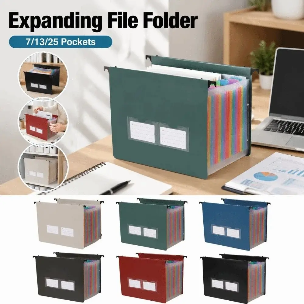 7/13/25 Pockets Expanding File Folder Waterproof Dustproof Test Paper Storage Bag Large Capacity Multifunctional