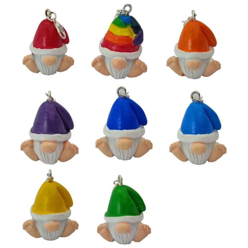 Creative lovely Mini Gnomes Keychain Figurine Fairy Garden Gnomes Statue Resin Micro Landscape Gnomes Ornaments Keychain Pendant