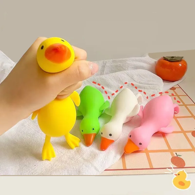 Cute Soft Duck Goose Squishy Toy Stretchable Squeeze Stress Relief Decompression Fidget Toy for Adults Best Friend Gift