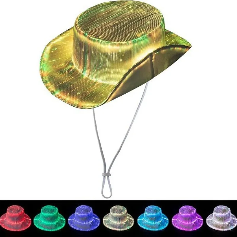 New Fiber Optic Light Up Bucket Hat Cool Tech Style Luminous Flashing Hat Trendy Outdoor Glowing Cap for Rave Party Nightclub