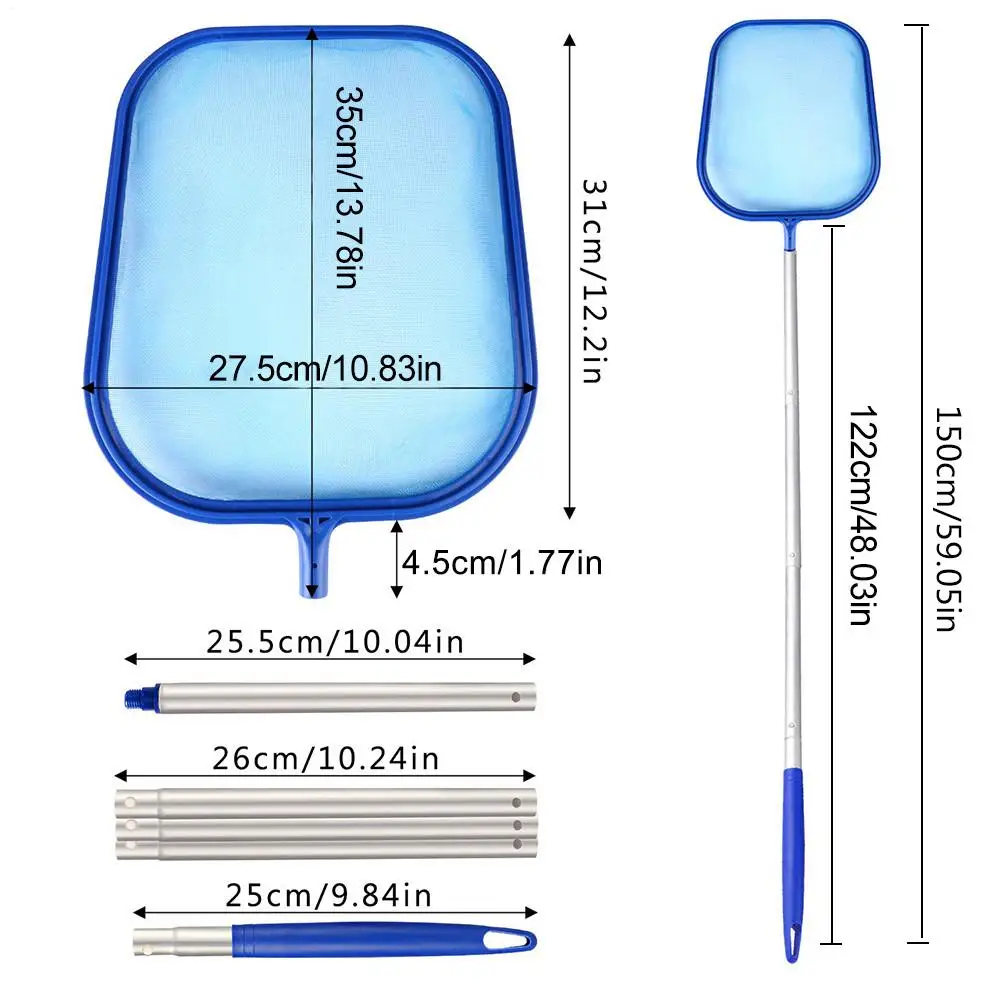 شبكة مقشدة حمام السباحة مع 5 أقسام من الألومنيوم القطب التليسكوبي الحطام ورقة لاقط إزالة أداة تنظيف البركة #6
