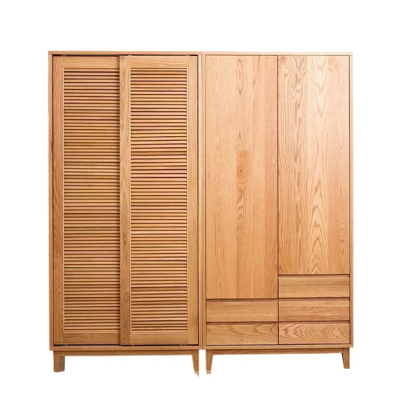 

~Y Nordic solid wood wardrobe simple modern sliding children's sliding door door opening wardrobe bedroom furniture overall