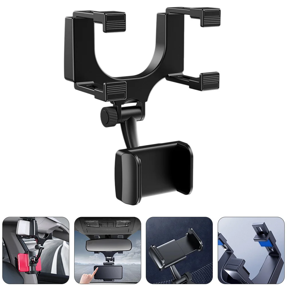 

1Pcs Car Phone Holder Review Mirror Mount ABS Material Quick Install Universal Compatible 4-65 Inch Mobile Phone Bracket GPS