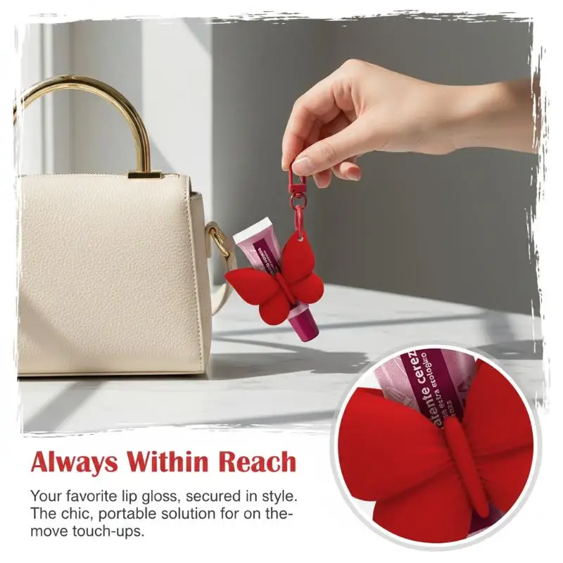 Silicone Lip Balm Holder Bowknot With Keyring Lipgloss Sleeve Colorful Portable Keychain Lip Gloss Cap For Summer