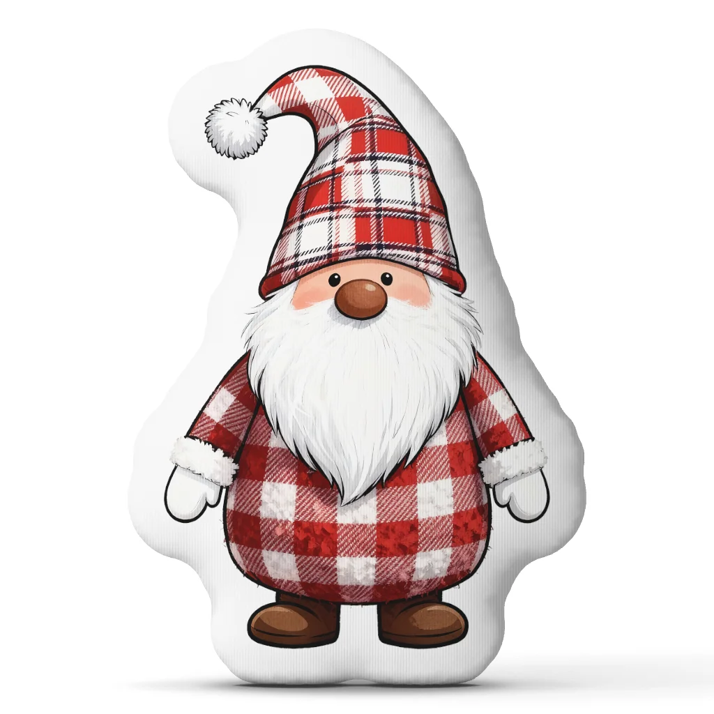 Christmas Gnome Shaped Throw Pillow Buffalo Plaid Nordic Tomte Cushion Stuffed Decorative Pillow for Holiday Home Decor Sofa