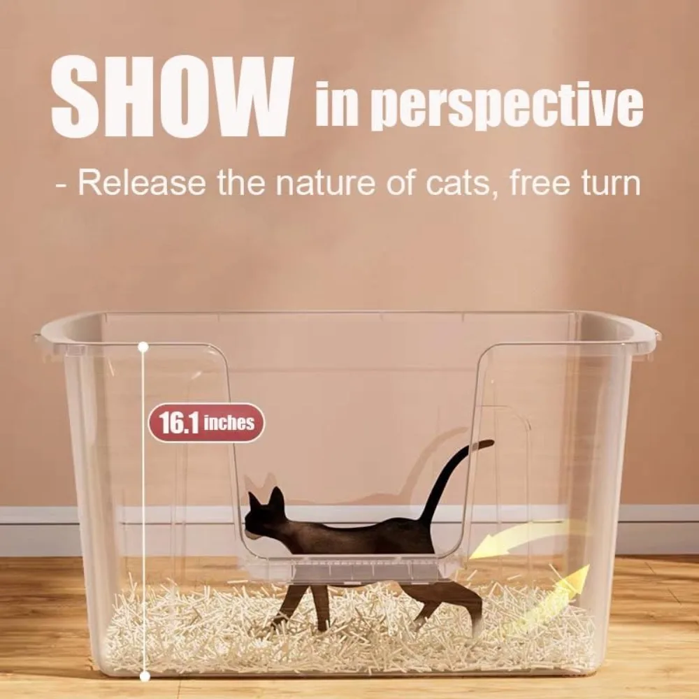 صندوق نفايات القطط كبير جدًا مقاس 31 بوصة × 21 بوصة × 16 بوصة، صندوق نفايات جامبو للقطط الكبيرة أو القطط المتعددة #3