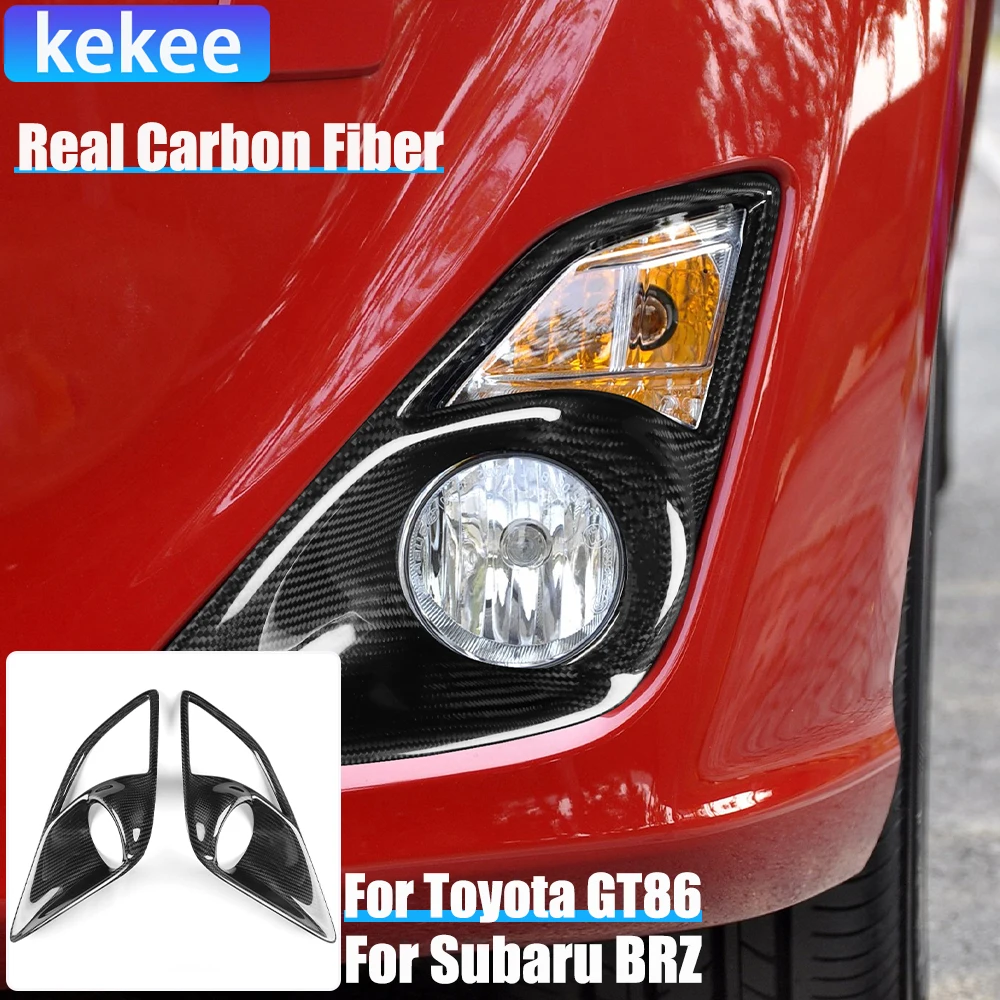 

2PCS Real Carbon Fiber Car Accessories Front Fog Lamp Lens Decorative Cover Trim For Toyota GT86 Scion FR-S BRZ 2012-2016