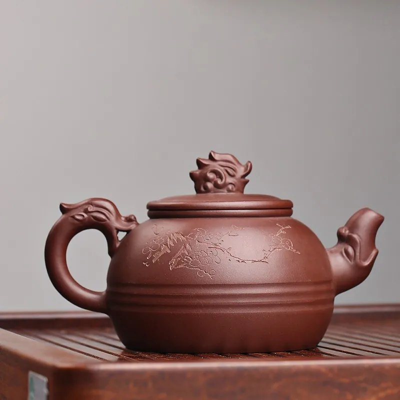 Inverted Xishi Yixing Teapot Pure Handmade Teapot Kung Fu Tea Set with Fragrance Purple Clay