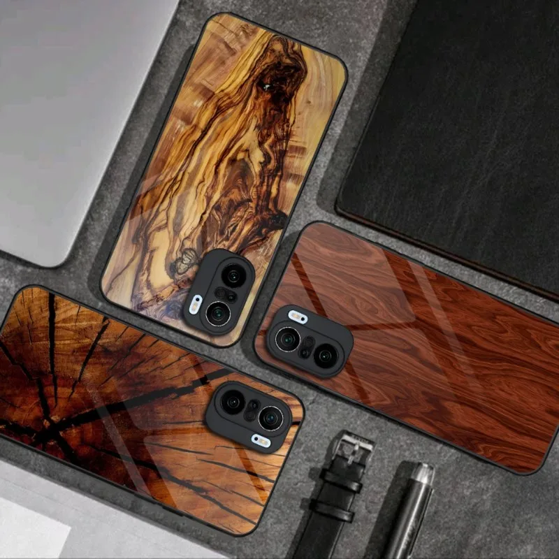 

Wood Texture Art Phone Case Glass For Xiaomi PocoF3 13 12X 11 11T 10 12Pro Lite Redmi Note 10 9 8 Pro 9T 9A PocoX3Pro Cover