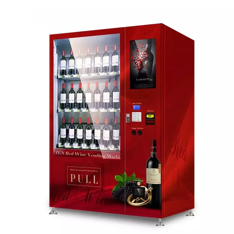 for 22 Inch Touch Screen Combo Vending Machine Vendor Smoothie Alcohol Wine Cupcake Perfume Glass Bottle Soup Drink Dispenders