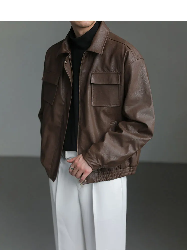 

Мужская куртка из искусственной кожи Jaet ort Biker Thi, теплая весна-осень-зима, модная брендовая рабочая одежда в стиле ретро, молодежное пальто