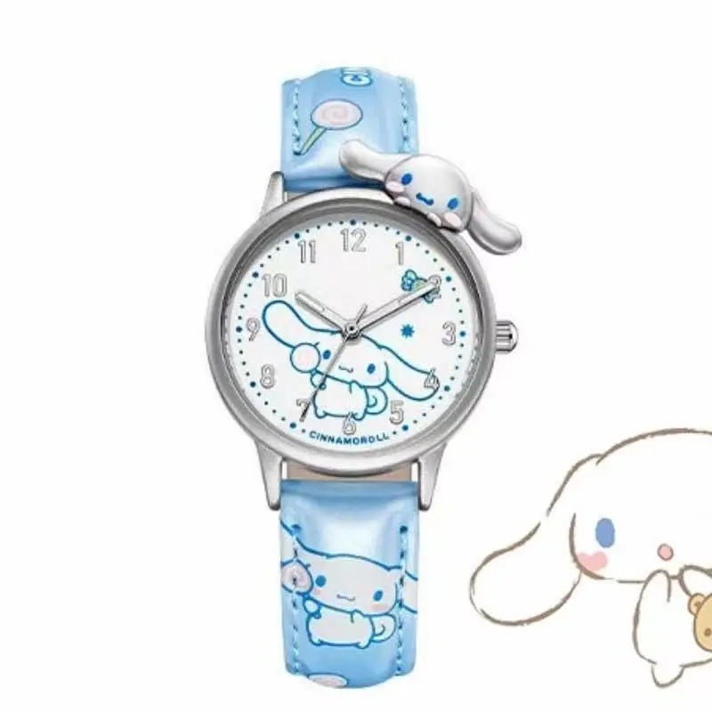 Novo relógio de desenho animado da Sanrio, Cinnamoroll, com formato criativo e padrão tridimensional, fofo e requintado, modelo universal para estudantes.