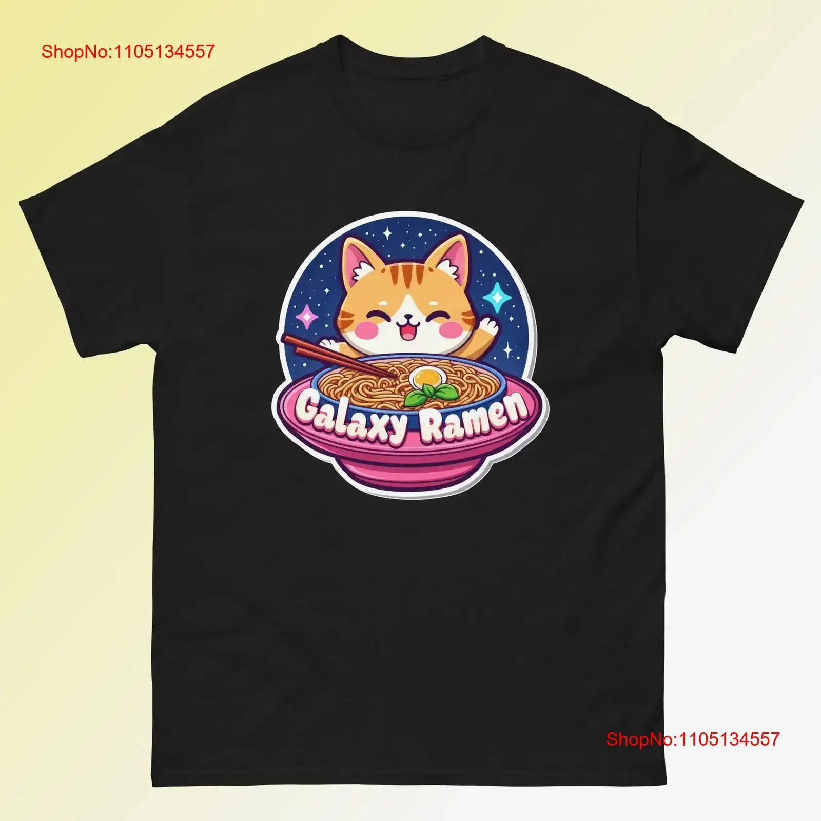 Camiseta Kawaii Cosmic Cat Ramen Anime Space Noodles A, camiseta vintage lavada, moda versátil para hombre, Top elegante para uso diario