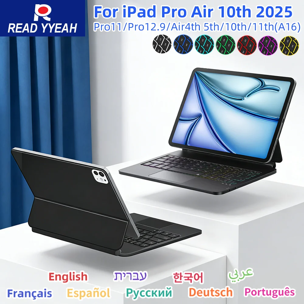 Magic Magnetic Keyboard with Backlit for iPad a16 Case 10th 11in 12.9in Bluetooth Wireless Keyboard for Apple iPad Smart Cover