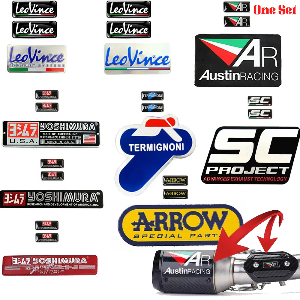 Exhaust Sticker For Yoshimura SC Project Austin Racing Leovince Arrow Termignoni Motorcycle Muffler Escape DB Killer pipe system