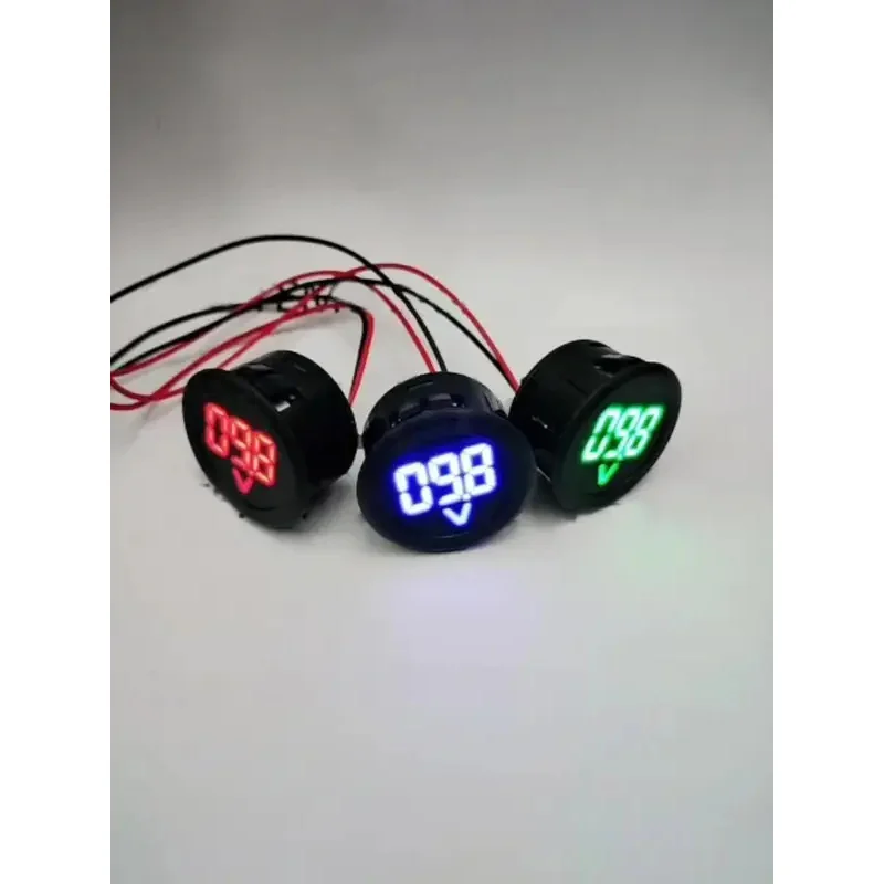 4-100V DC Volt Meter - LED Display Round 2 Wire Voltmeter - DC Digital Voltage Current Meter Volt Detector Tester Monitor Panel