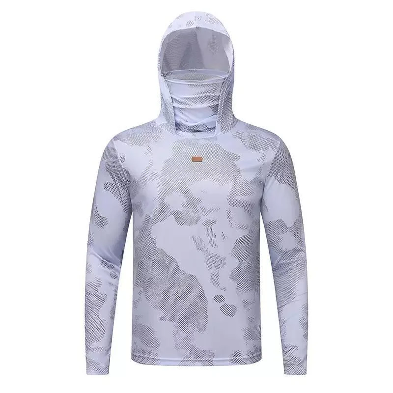 Men's Fishing Shirt, Long Sleeved UV Resistant Hoodie, Outdoor Hiking, Running, Swimming Sun Protection Clothing, Quick Drying