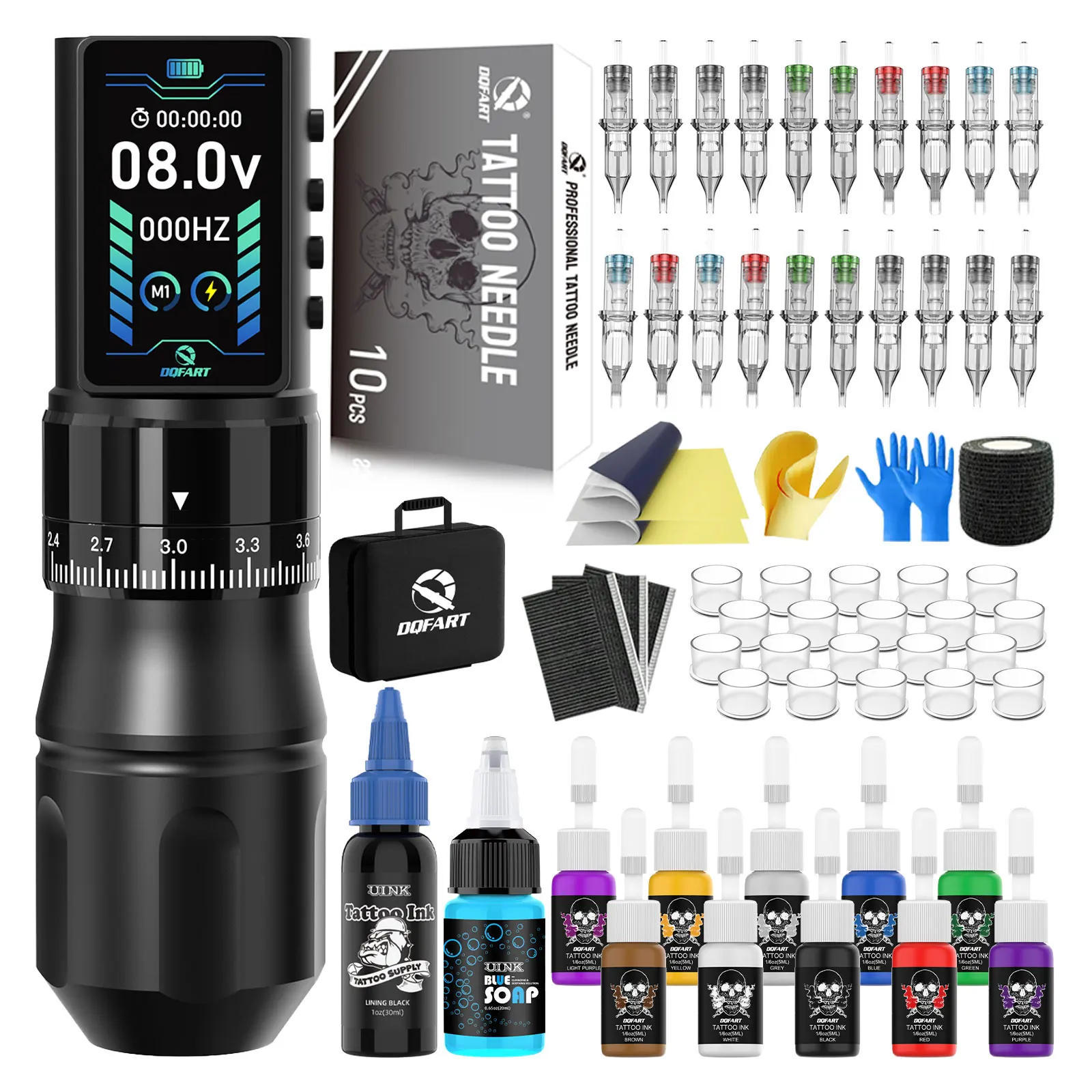 

DQFART Tattoo Kit High Quality Tattoo Pen Kit For Makeup Tattoo Machine New Cool Tattoo Power Supply Tattoo Gun Kit For Beginner